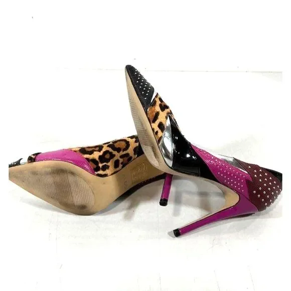 EUC Aldo Wicilidia Patchwork  Multi Print Point Toe Pumps Women's 8.5 - Picture 6 of 6